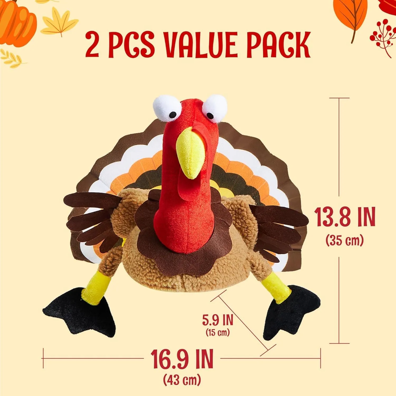 2 PCS Thanksgiving Turkey Hats