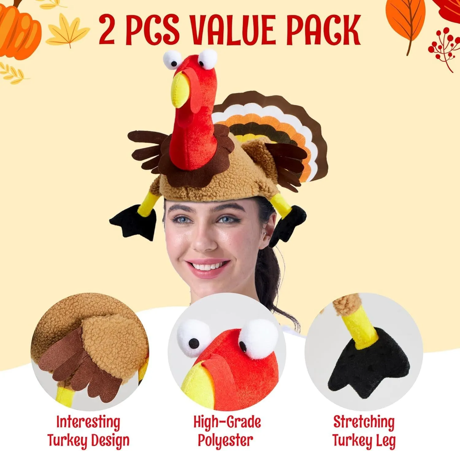 2 PCS Thanksgiving Turkey Hats