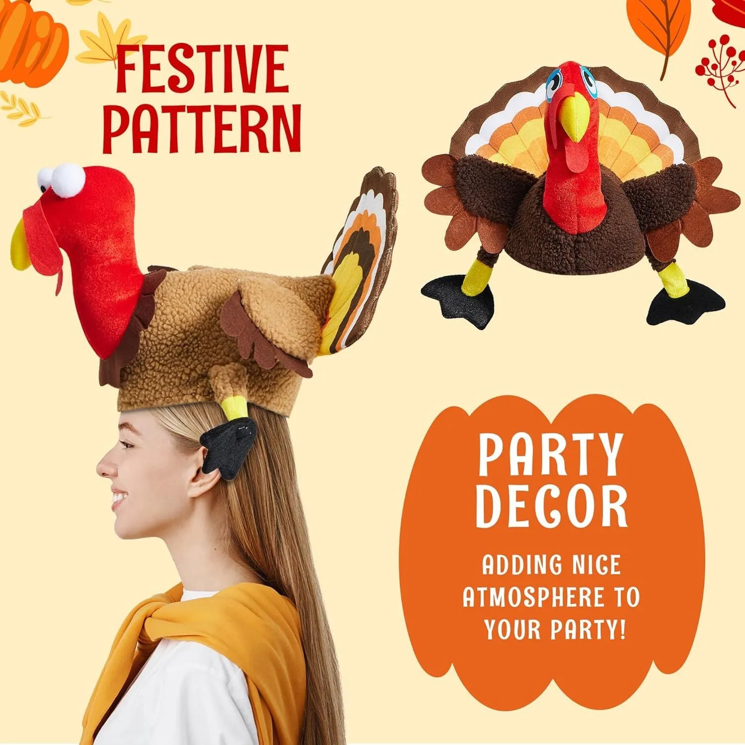 2 PCS Thanksgiving Turkey Hats