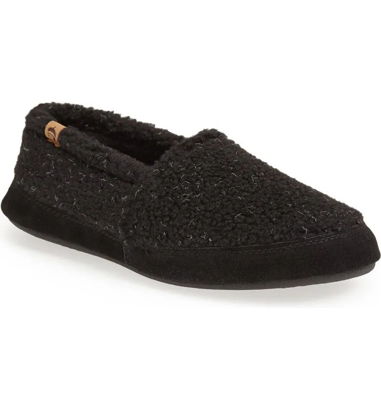 Acorn Men's Moc Slippers- Black Berber