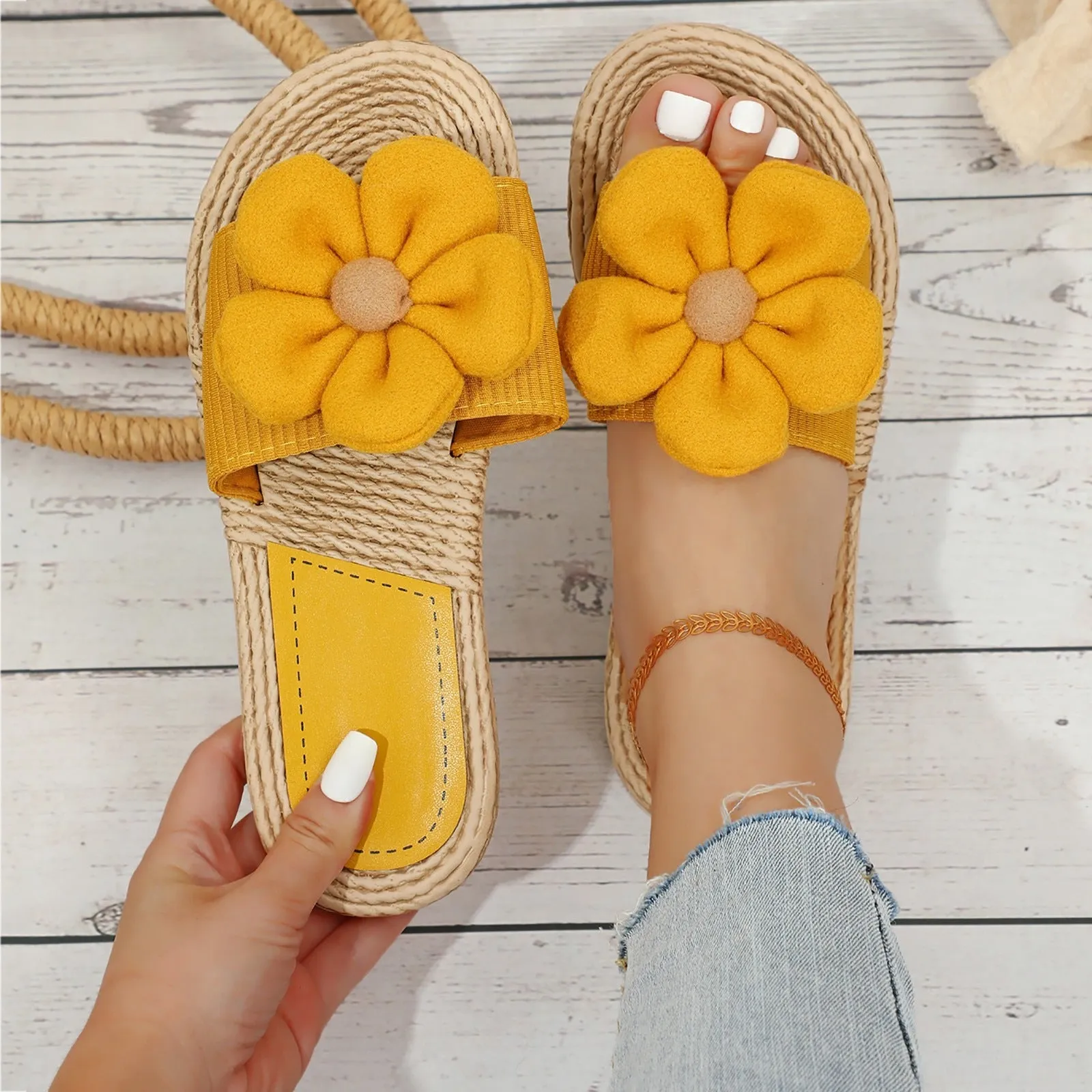 Bohemian Flower Slippers for Women