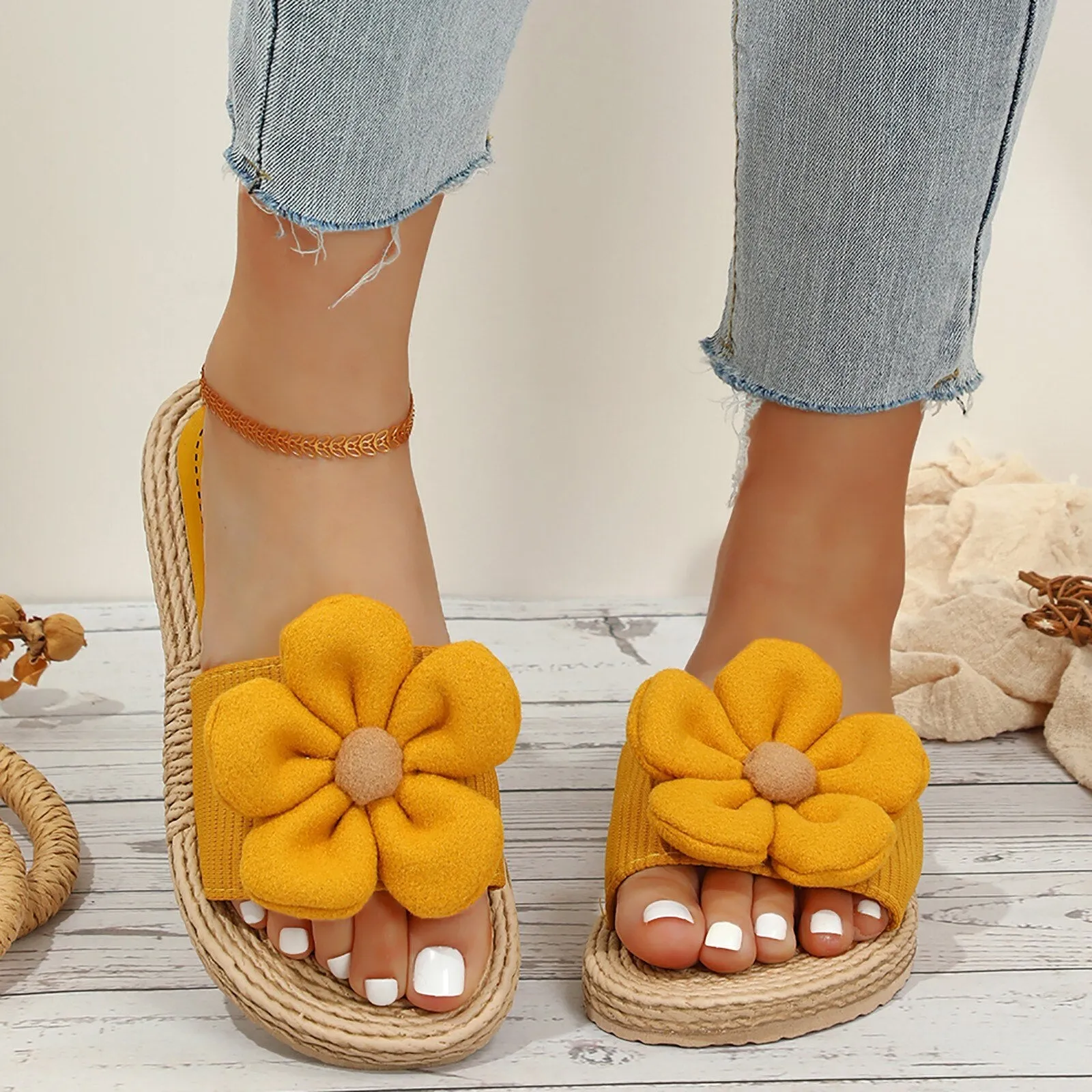 Bohemian Flower Slippers for Women