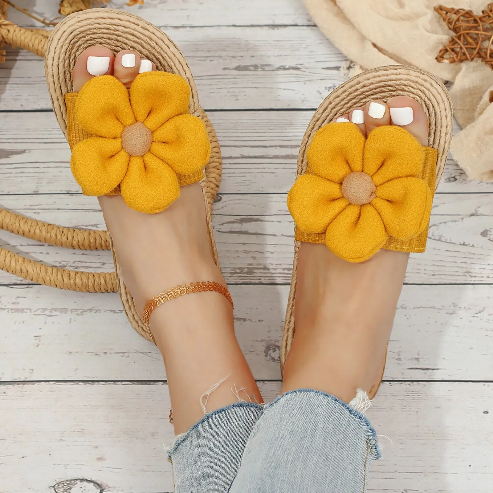 Bohemian Flower Slippers for Women