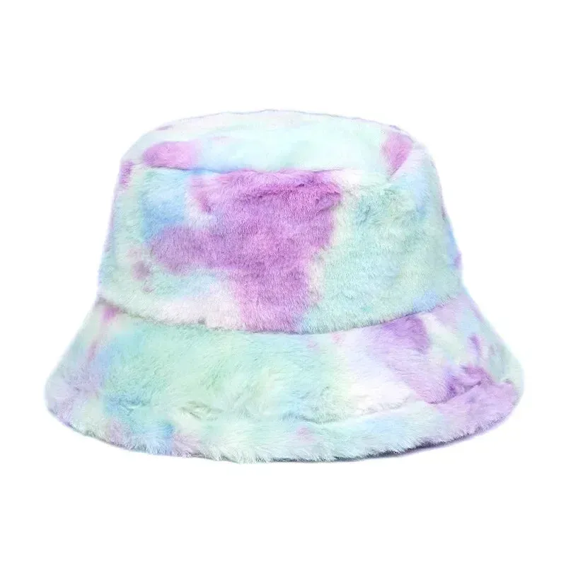 Cute Warm Fuzzy Colorful Winter Bucket Hats