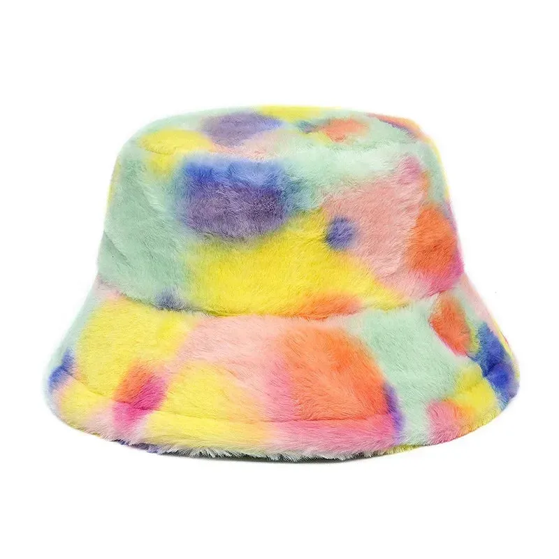 Cute Warm Fuzzy Colorful Winter Bucket Hats