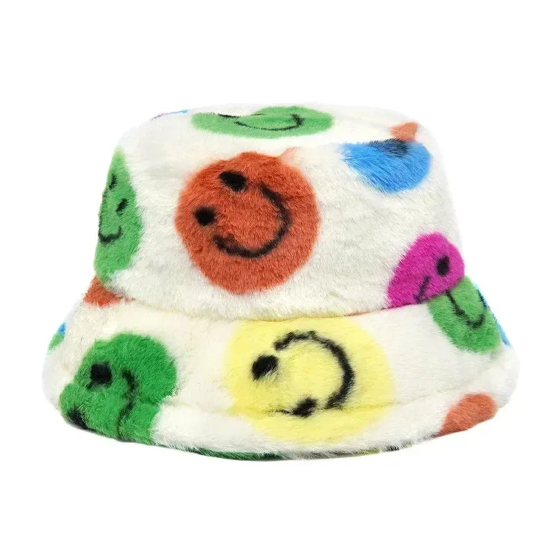 Cute Warm Fuzzy Colorful Winter Bucket Hats