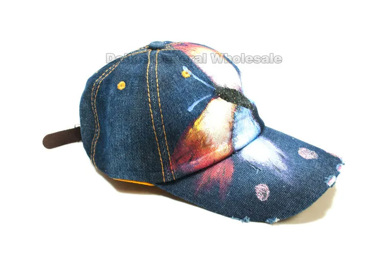 Glitter Butterfly Ladies Denim Caps Wholesale