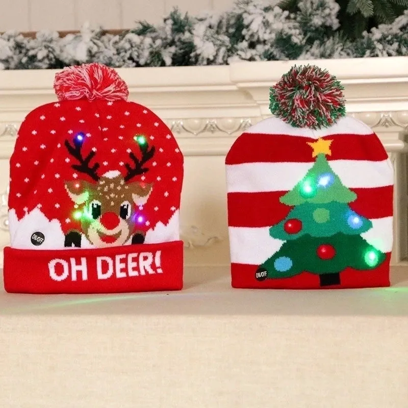 New  Knitted Woolen Colorful Luminous Knitted  Christmas Hat