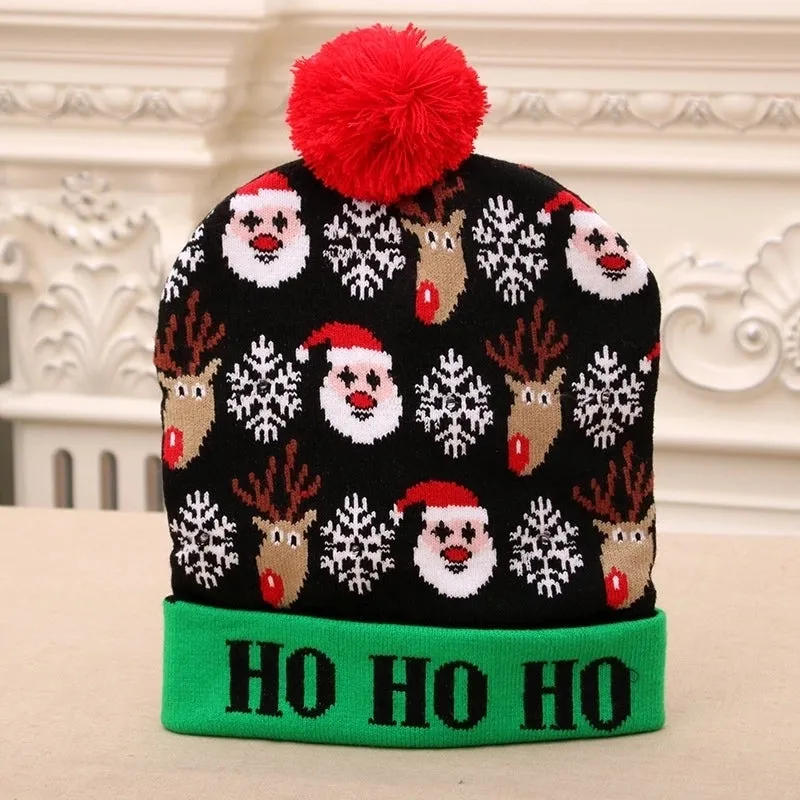 New  Knitted Woolen Colorful Luminous Knitted  Christmas Hat