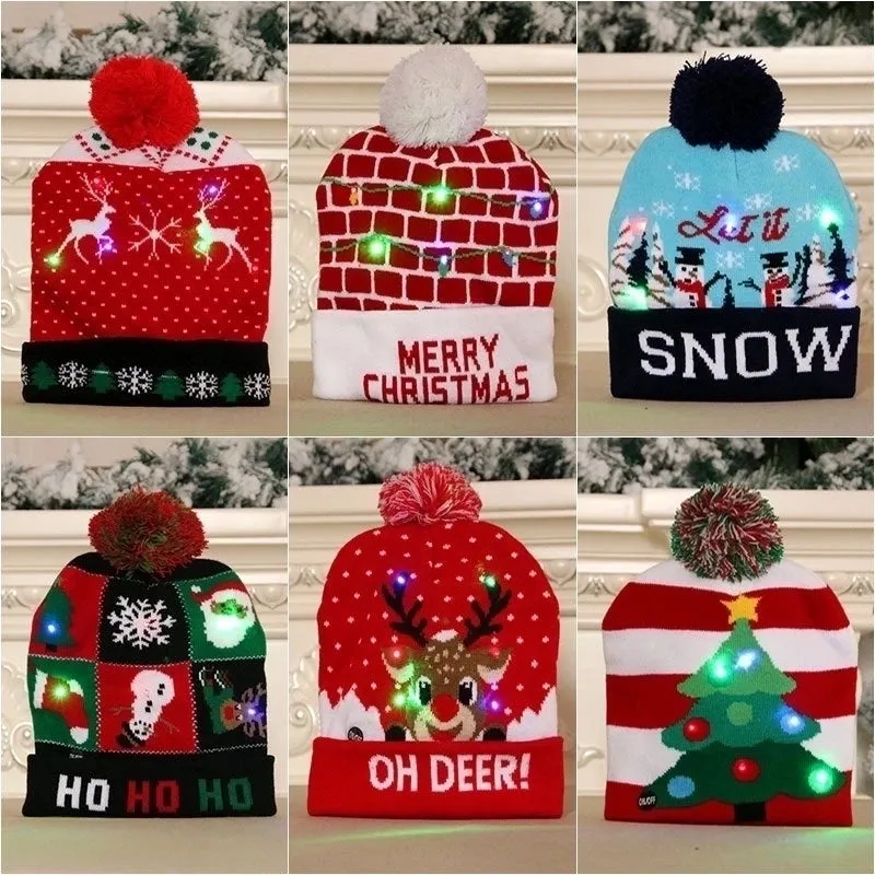 New  Knitted Woolen Colorful Luminous Knitted  Christmas Hat