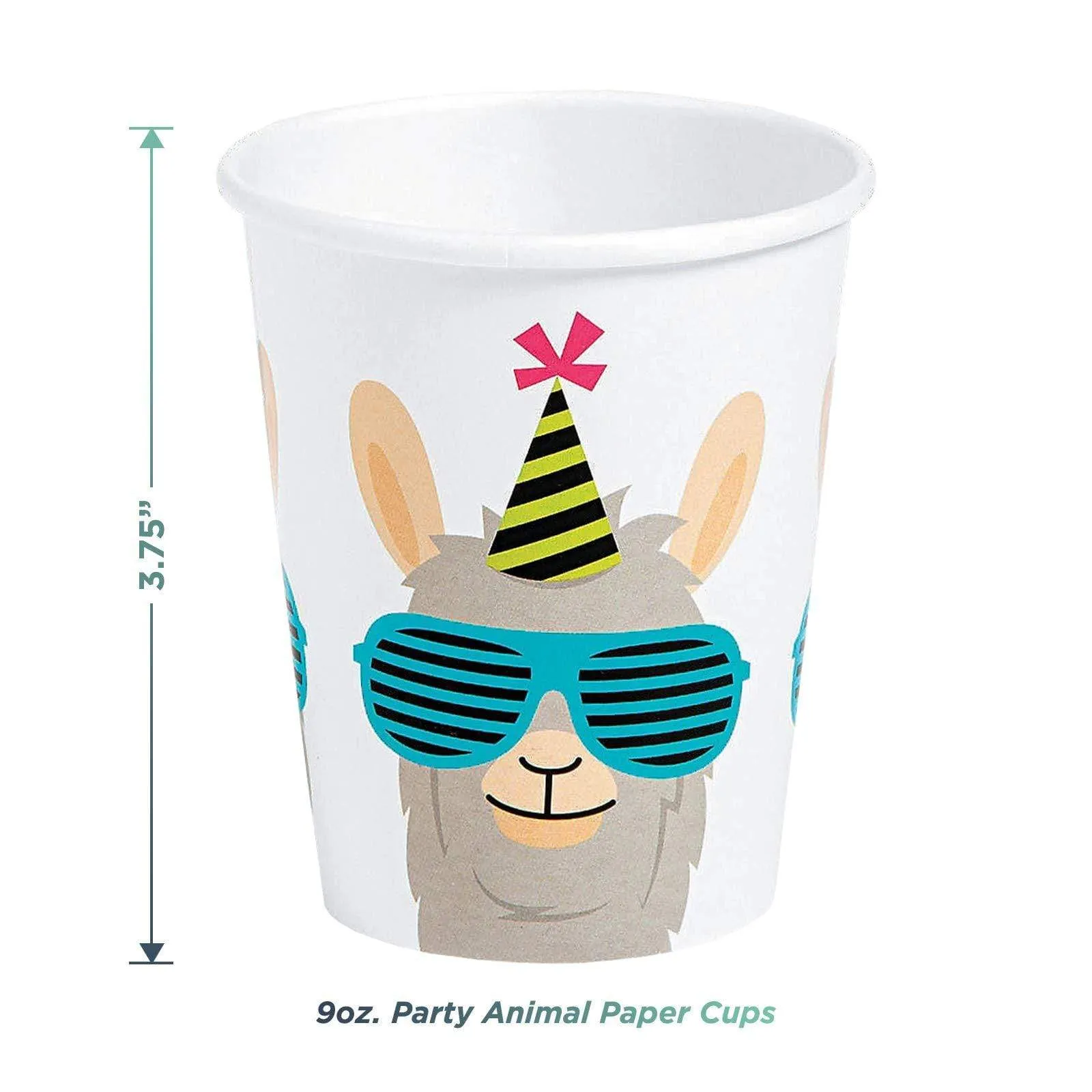 Party Animal Dinner Pack - Sloth, Llama, Zebra, and Giraffe Assorted Paper Dinner Plates, Napkins, Cups, and Garland Set (Serves 16)