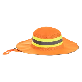 Reflective orange brimmed bush sun hats